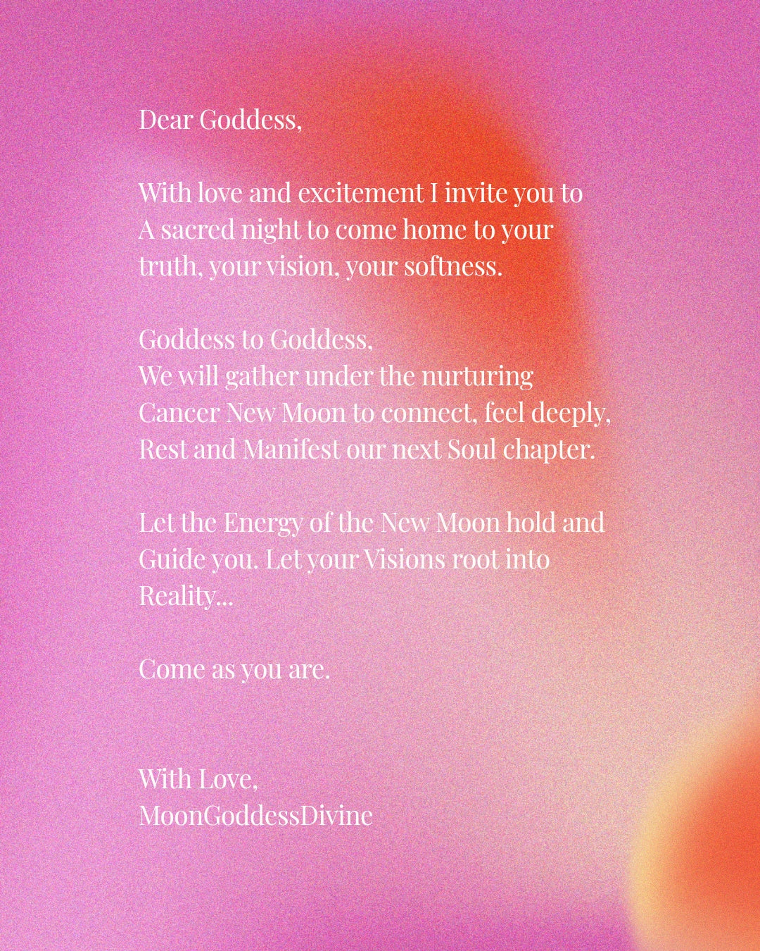 "GODDESS GATHERING" A new Moon ceremony